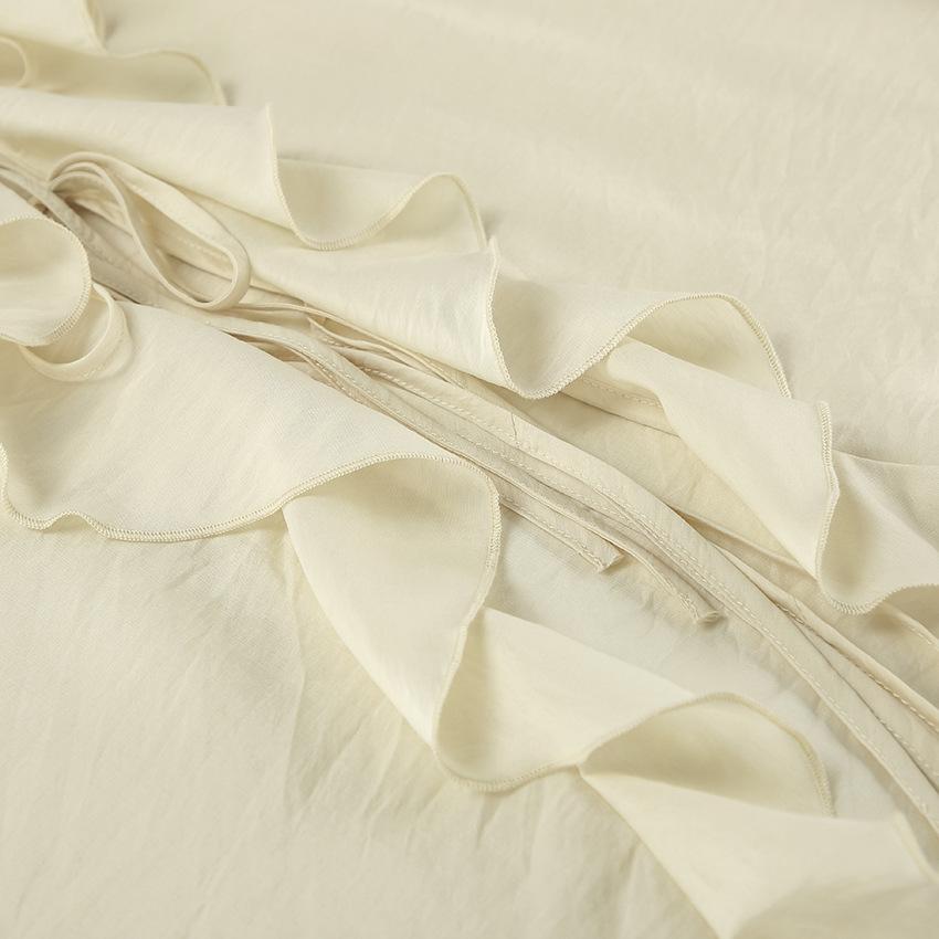 Women's Spring and Summer Design Ruffle Fashion Casual Tie Cardigan Top Shorts Suit