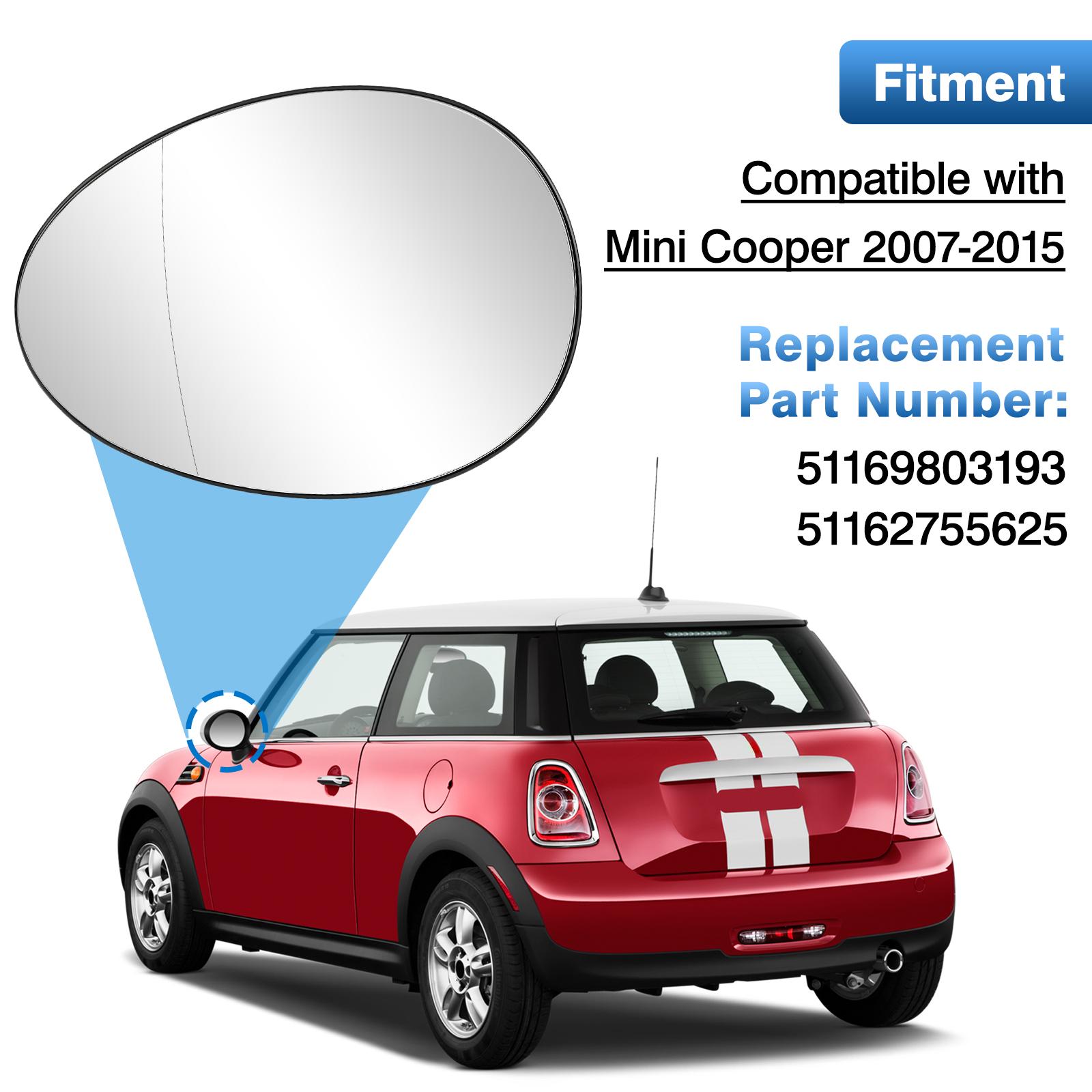Heated Side Rearview Mirror Glass White/Blue for Mini Cooper R55 R56 R57 2007-2014 51162755625 51162755626 Left Right Side White Left