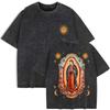 Our Lady Of Guadalupe Prints Washed T-Shirts Womens Cotton Oversized T Shirt Summer O-Neck Short Sleeve Tops Clothes
