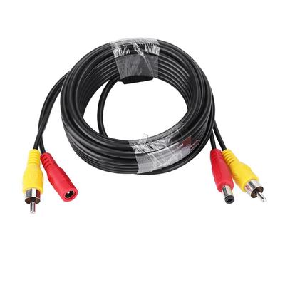 RCA + DC Bilovervågning Analog Kamera AV Lyd Video Strømkabel Ledning (5m)