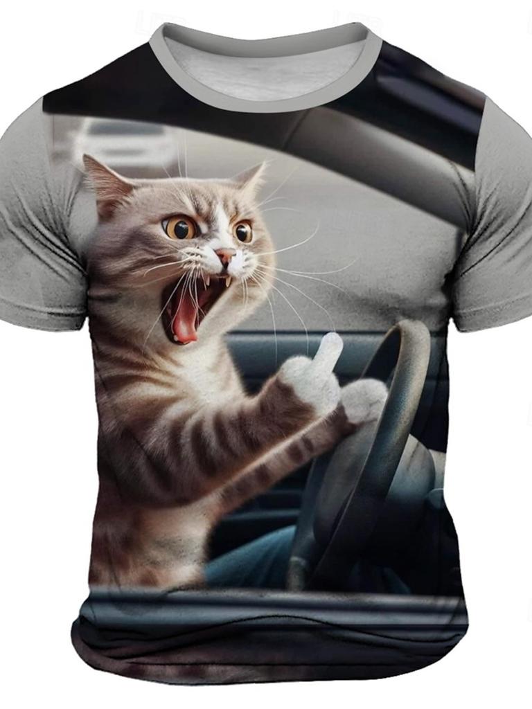 Men's Animal Funny T Shirt Short Sleeve T Shirt 3D Print O-Neck Shirts Exaggerated Designer Party Summer Casual Clothing Apparel