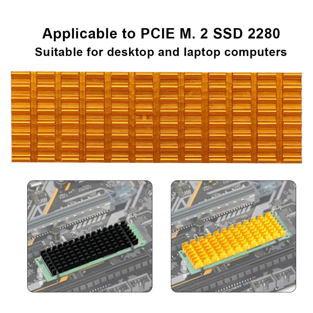 PCIE M.2 SSD 2280 Heat Sink Cooler Radiator Cooling Fin for Desktop Laptop ComputerGold