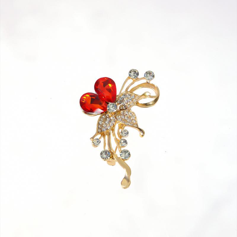 Fashion Zircon Rose Brooch Simple Light Luxury Pin Coat with Accessories Flower Brooch Anti-light Fixed Buckle
