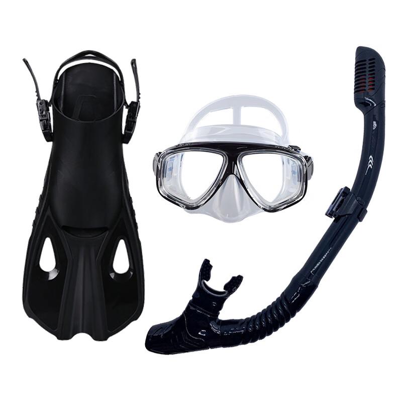 YBLKJ Adult Snorkeling Mask, Snorkel & Fins Set