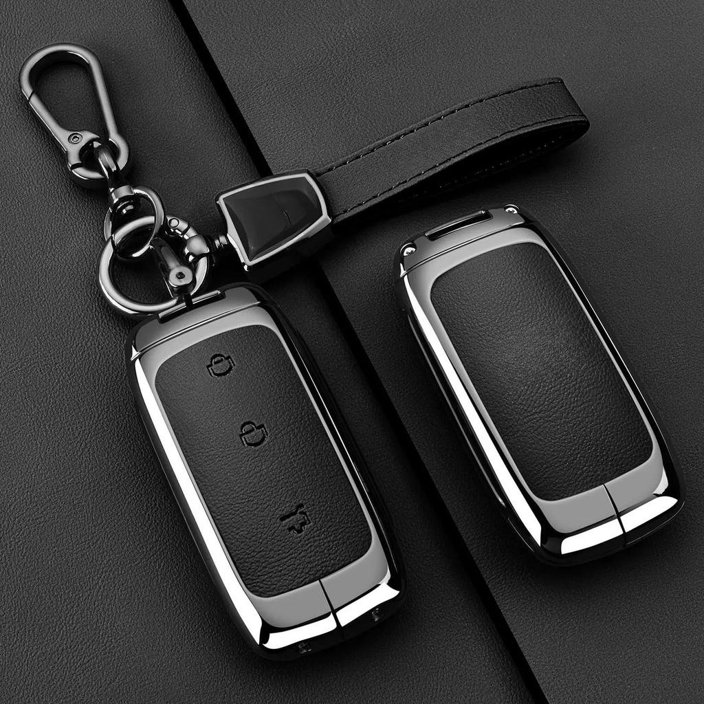 Zinc Alloy Leather Car Key Case Cover for Geely EX5 Galaxy Starship 7 EM-i L7 E8 E5 Remote Keychain Housing Fob Accessories
