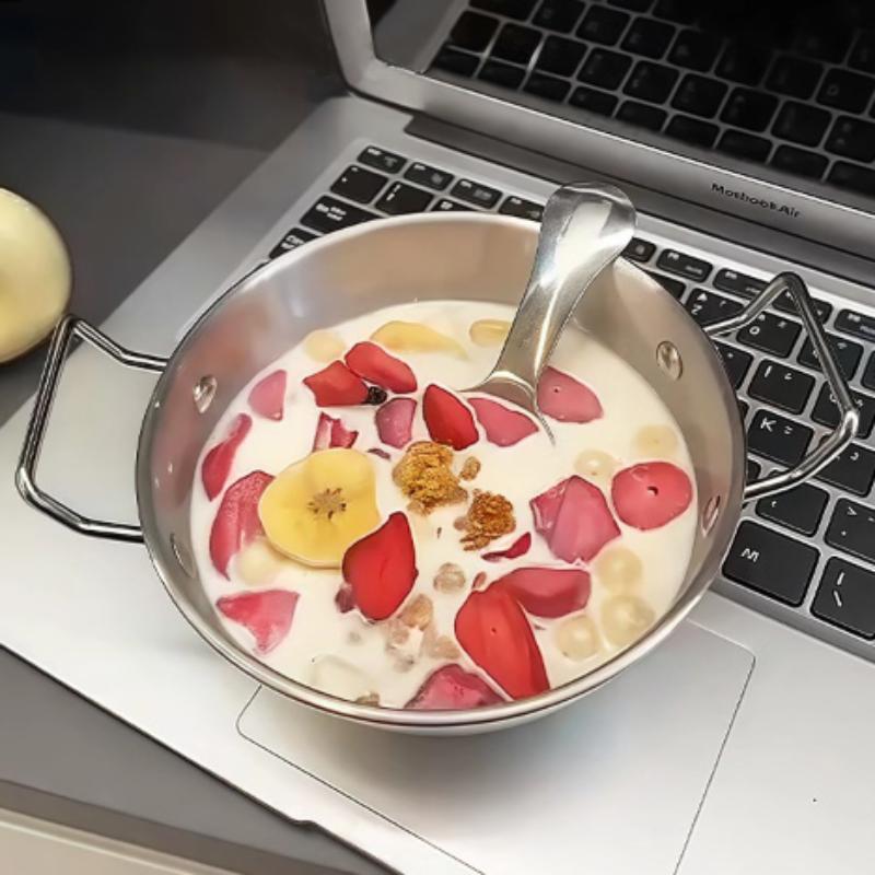 Stainless Steel Household Cuisine Bowl With Handle Rice Wine Bowls Sauce Dish Food Serving Kitchen Tableware