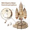 Puzzle de Casa de Madera 3D Castillo Celeste Giratorio Eléctrico Real Con Luz Juguete de Ensamblaje Para Adulto Modelo DIY Decoración para Regalos