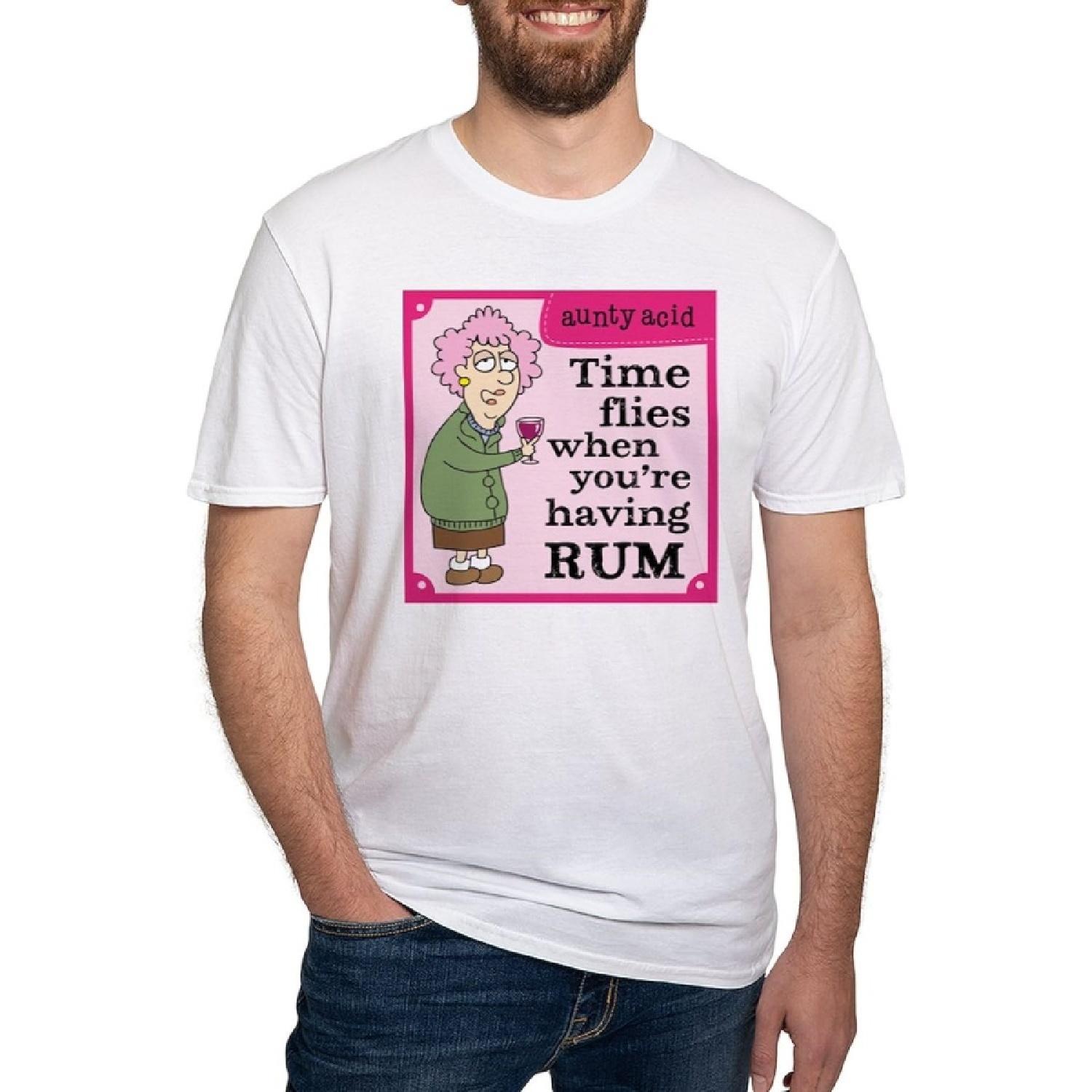 CafePress Aunty Acid_ Time Flies Fitted T Shirt Fitted T-Shirt, Vintage Fit Soft Cotton Tee S
