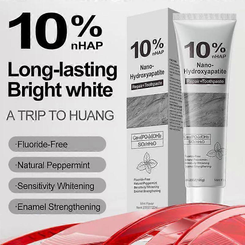 3pcs 10%nHAP Nano Hydroxyapatite Toothpaste Fluoride-Free Enamel Repair Whitening Toothpaste, Cool Mint Fresh Breath