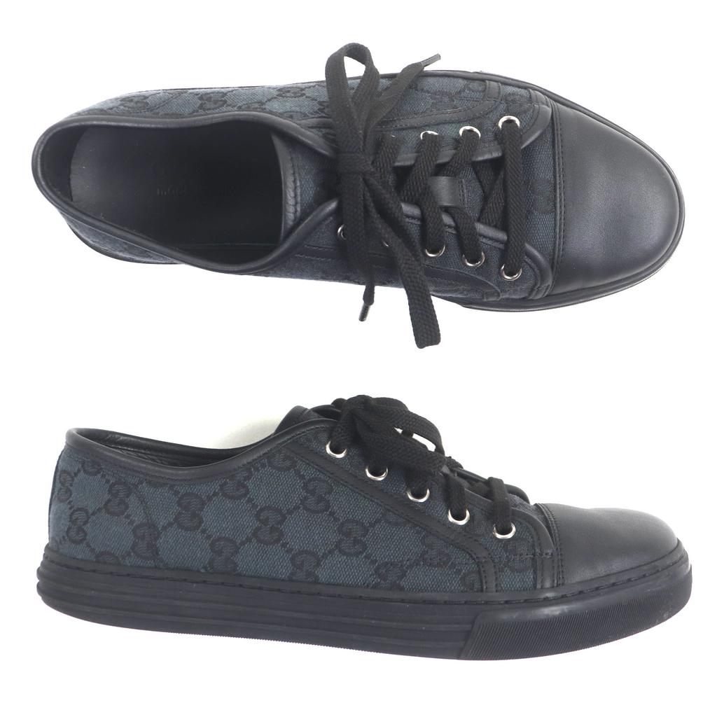 Excellent GUCCI Low cut sneakers black canvas mens 6.5 426189 Used