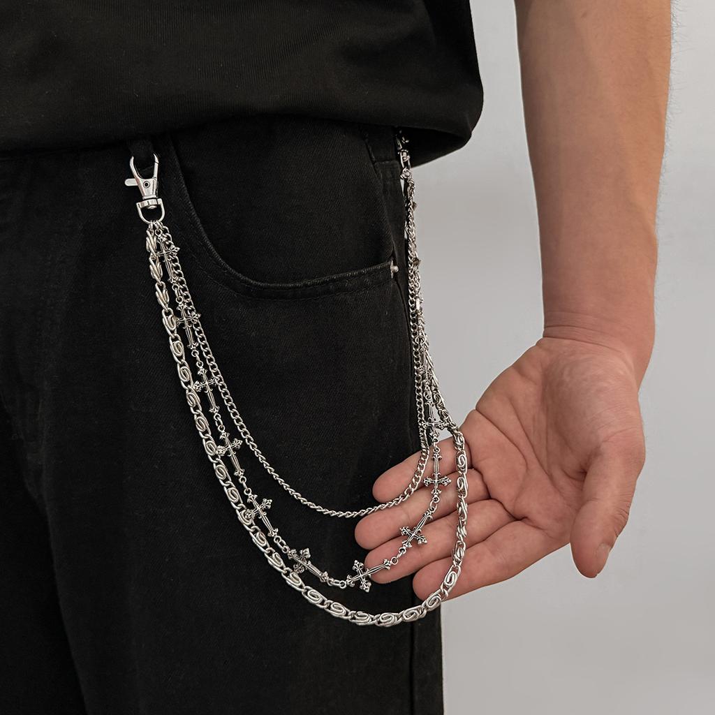 European and American Retro Cross Trouser Chain Punk Hip Hop Men's Street Jeans Decorative Waist Chain Matching