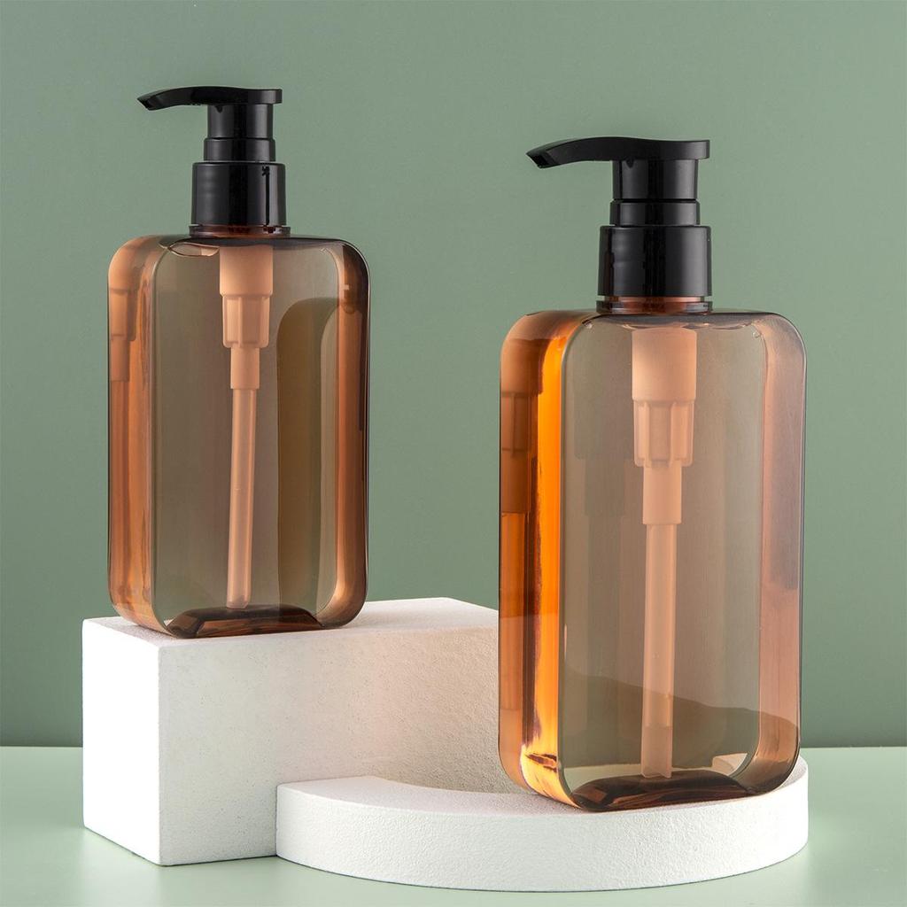 Square Amber Plastic Bottles for Body Lotion, Shampoo & Shower Gel (200ml & 300ml) - In Stock