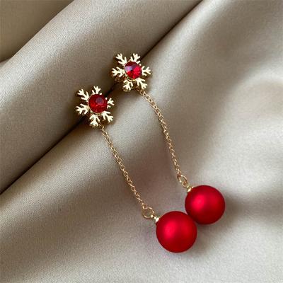 Exquise Lange Ketting Oorbellen voor Vrouwen Sneeuwvlok Stud Kerst Oorbellen Bruids Bruiloft Verlovingssieraden
