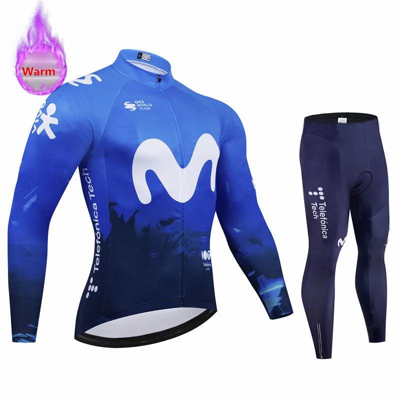 2026 Movistar Pro Winter Cycling Set Thermal Fleece Bicycle Clothing Long Sleeve Jersey Road Bike Clothes Ropa Ciclismo MTB Uniform