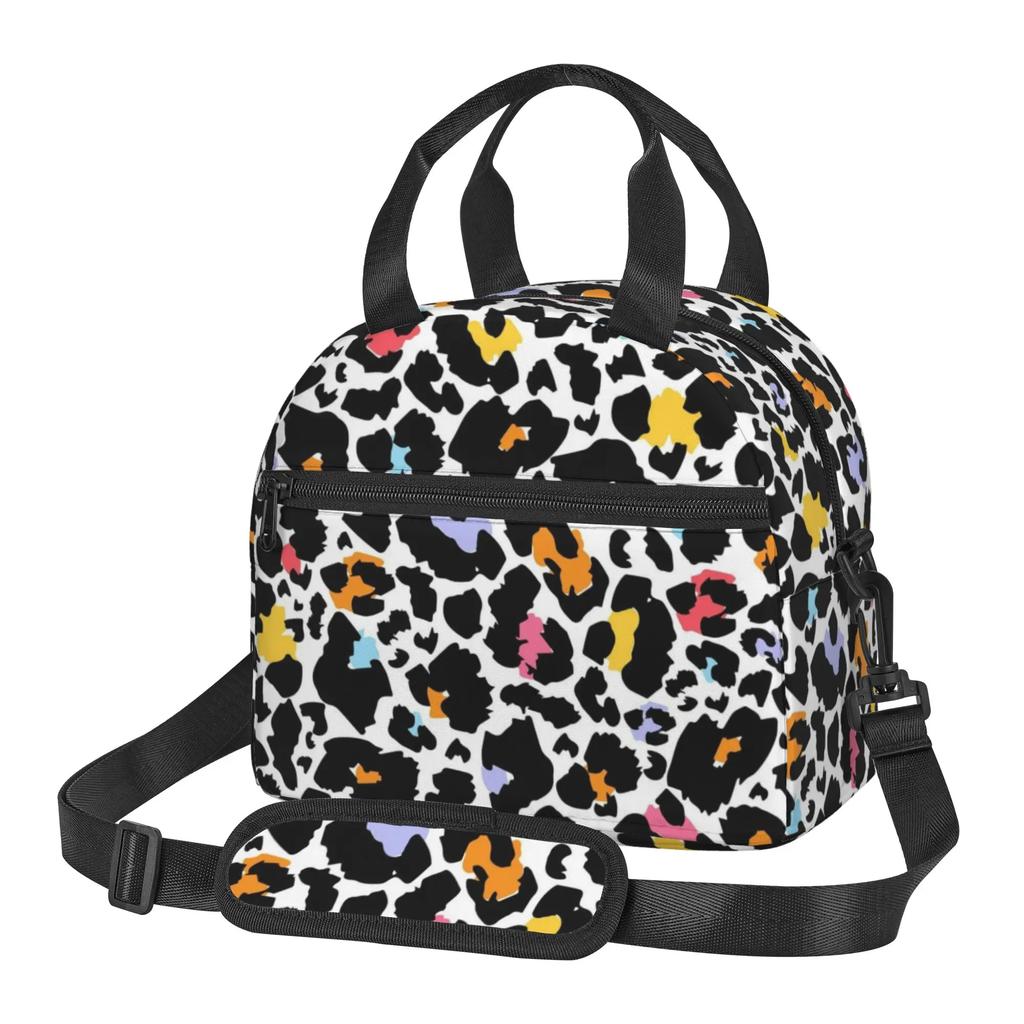 Leopard Print Insulated Lunch Box Cheetah Pink Cooler Tote for Work Office School Picnic Reusable Waterproof Thermal Lunch Bag