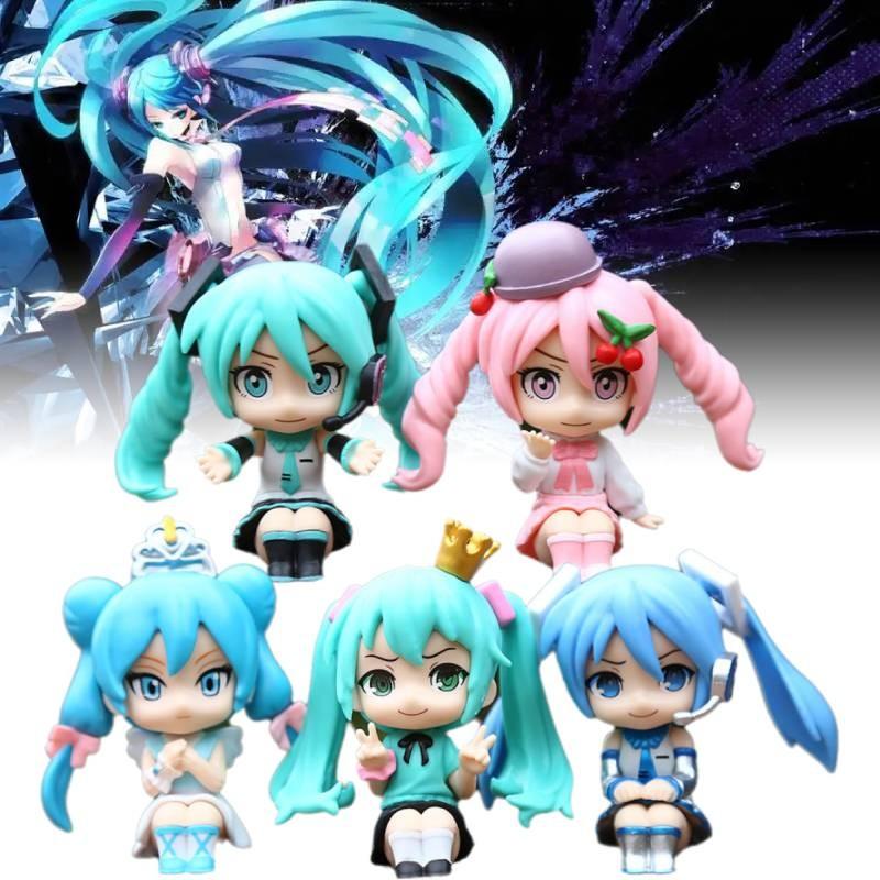 5pcs Miku Hatsune Q Version Model Toy Cartoon Children Cake Decoration Baking