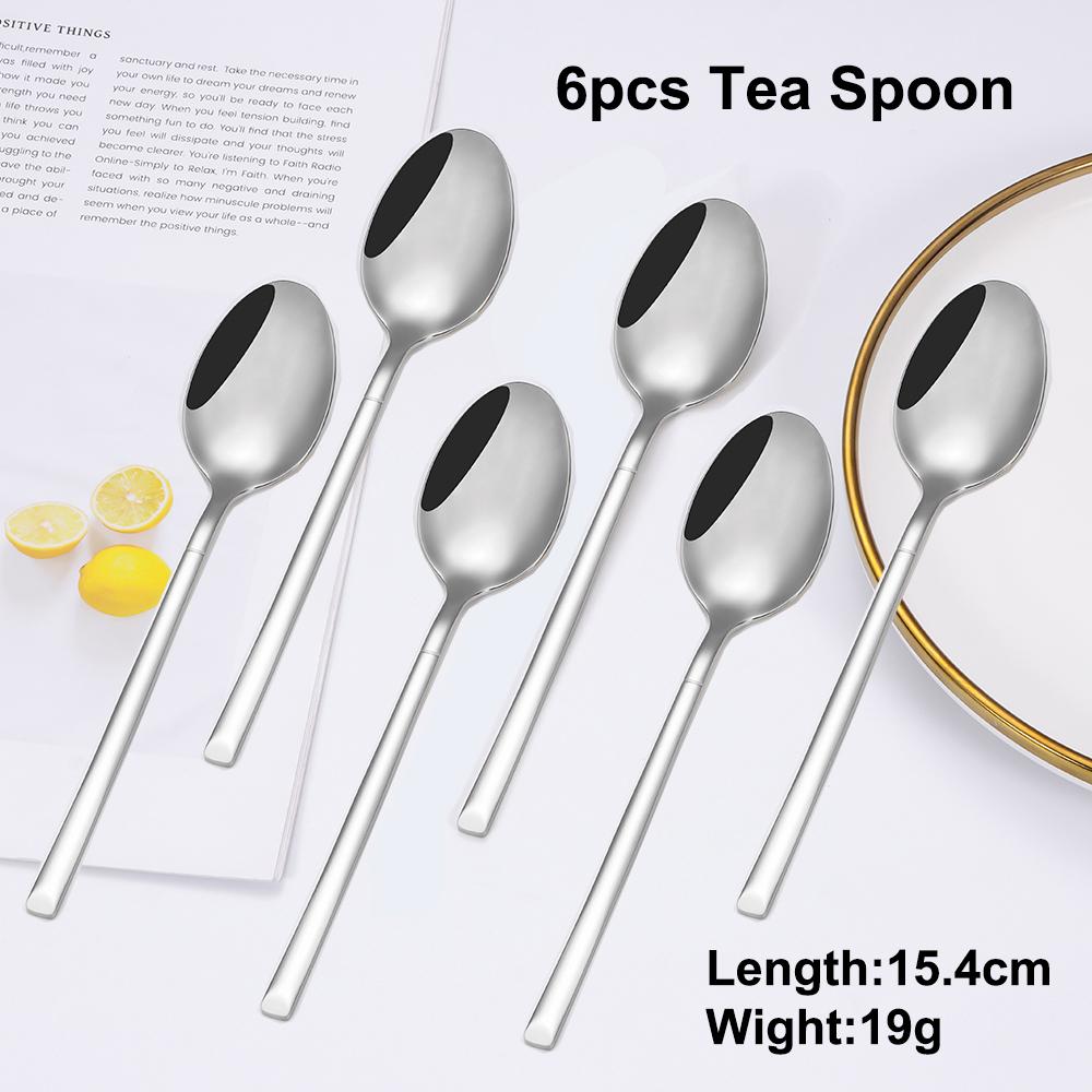 4/6/16/24Pcs Elegant Sliver Tableware Set Stainless Steel Cutlery Mirror Thin Fork Spoon High Polish Western Dinner Set4
