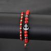 2pcs Double Layer Black Beads Anchor Bracelet Men Hand Rope Braided Lucky Red Rope Women Personalized Student Couple Bracelet