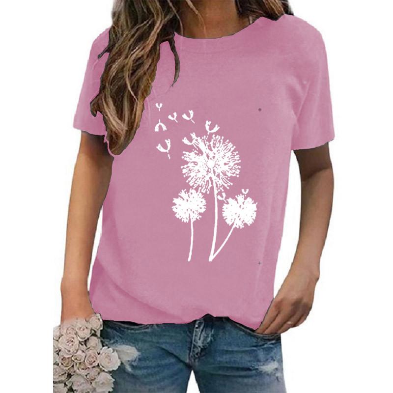 Women's Trend Round Neck Printed Fashion Short Sleeved T-shirt for Women Shirt
