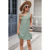 New Women's Solid Color V-neck Palace Lace Casual Pocket Summer Dress for Cross-border Europe America