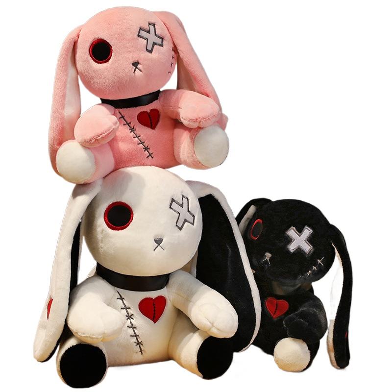 1 Stück Gruseliger Goth-Hase Plüschtier Verrückter Hase Plüschtier Spielzeug, Spukhafter Gotischer Hase Kuscheltier Niedlicher Horror Furchterregender Hase Puppe, für H