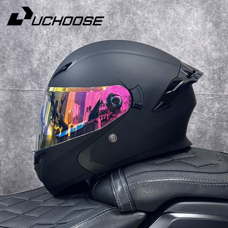 DOT Uchoose Approved Helmets Crash Motorbike Protective Gear Men Women Flip Up Helmet Motorcycle Visor Double Sun