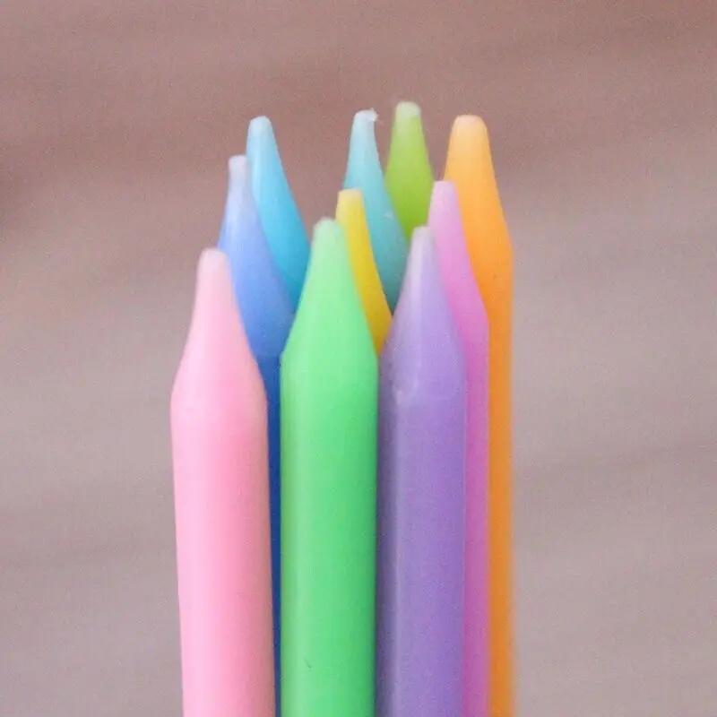 1Set Long Rainbow Cake Candles Birthday Candles Long Thin Candles In Holders for Birthday Wedding Party Cake Decorations