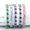 Micro Pave Heart Zirconia Bracelet Women Full Crystal Rhinestone Love Charm Bangle In Gold Tone