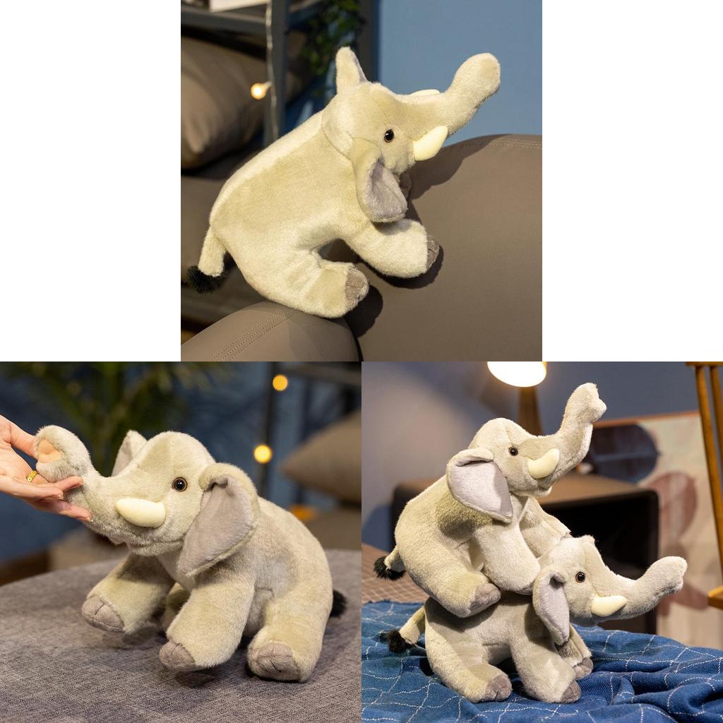 Cute Gray Elephant Plush Toy With Short Velvet Fur For Kids Birthday Gift