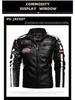 Men's Color Block PU Leather Jacket with Fleece Lining, Motorcycle Racing Style