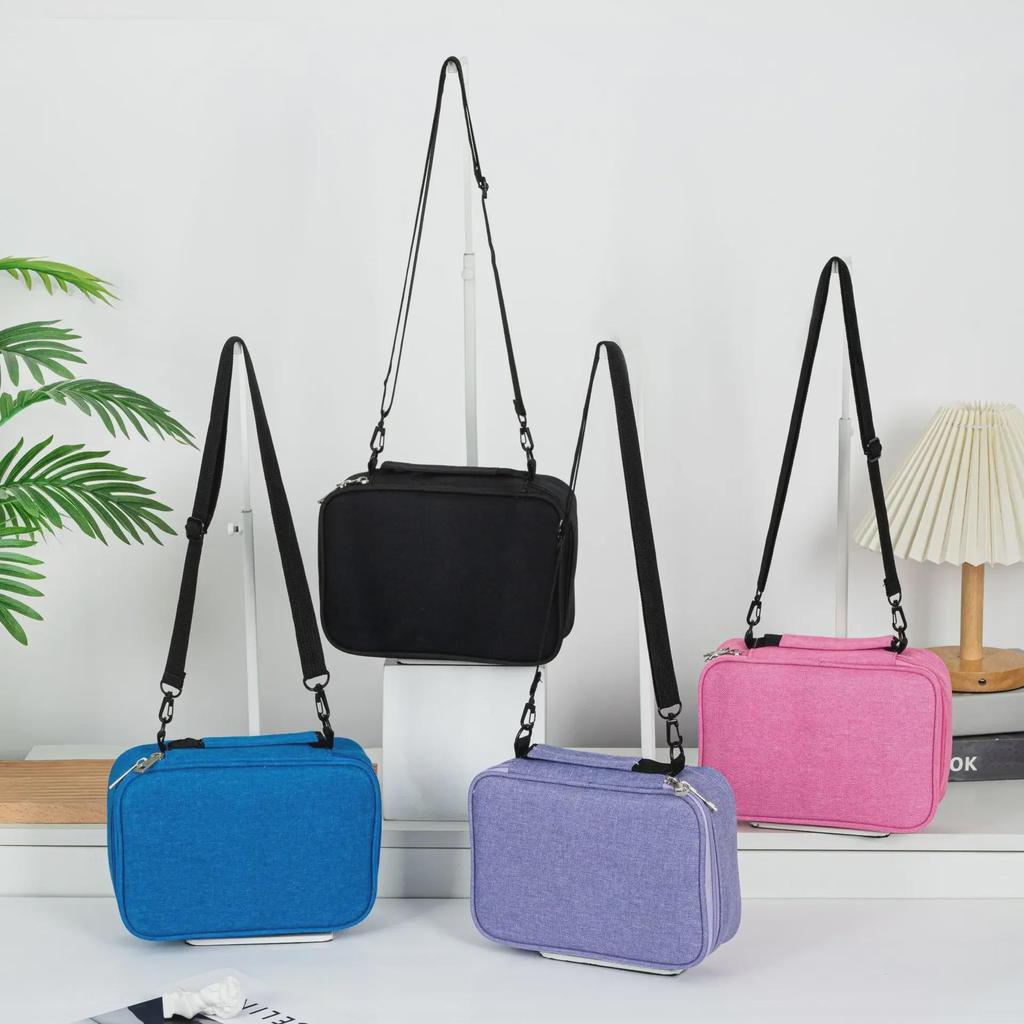 Macaron Colorblock Large Capacity Art Student Pencil Case - Double Layer Oxford Cloth Paintbrush Storage Bag