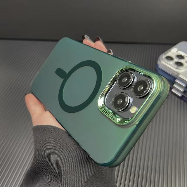 

Ultra Thin Transparent Hard PC Magnetic Phone Case For iPhone 15 14 13 12 11 Pro Max 15 Plus For Magsafe Wireless Charge Cover iPhone 15 Pro Max зелений