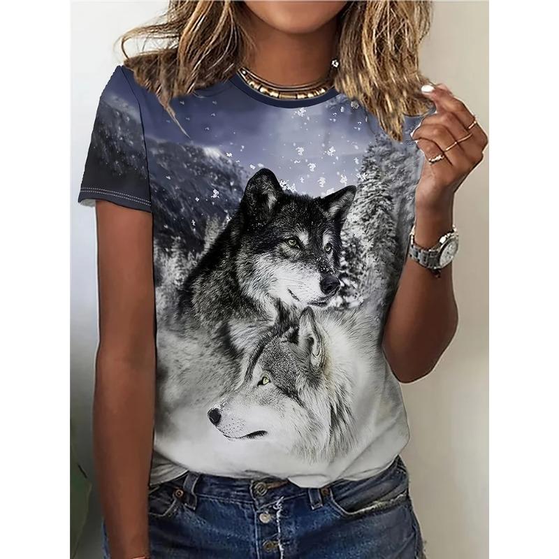 Loose Crew Neck Top Fashion Printed Short Sleeve Casual T-Shirts Women’s