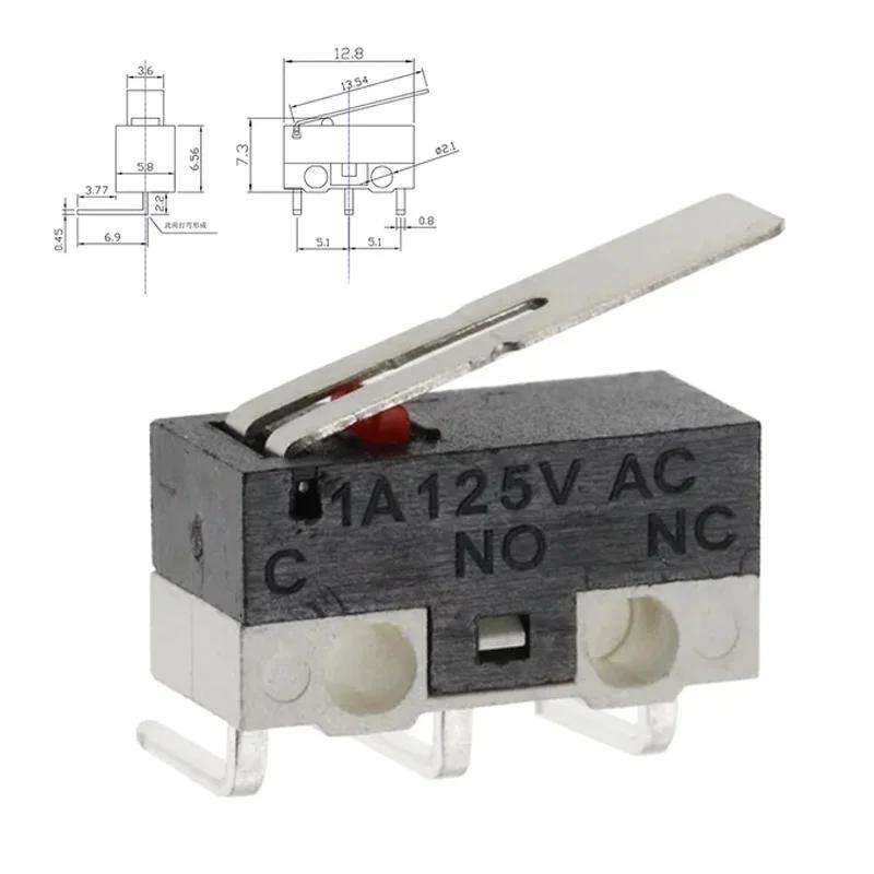 20Pcs Micro Limit Switch 3Pins Long Handle Roller Lever Arm SPDT Momentary Push Button Switch for Mouse DIY Accessories