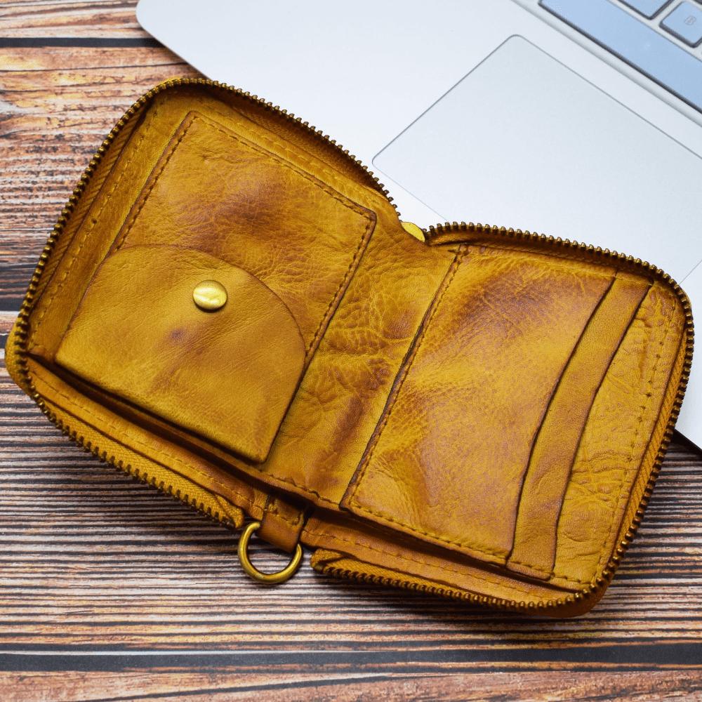 Japanese Men's Retro Short Zipper Wallet Multifunctional Wallet Vertical Wallet