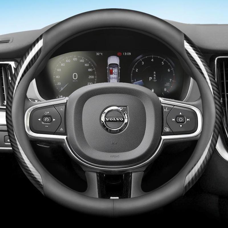 msbn8 Leather Car Steering Wheel Cover for Volvo XC90 B6 T8 V90 S60 2024 2023 2022 12colors Breathable Anti Slip Auto Accessories