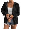 2025 Women's Solid Color Hooded Jacket – Casual Long Sleeve Zipper with Sun Protection