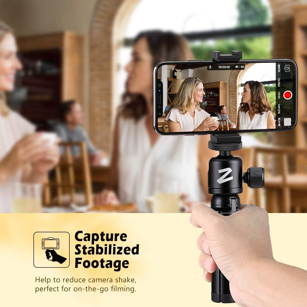 Zeadio Metal Mini Tripod with Rotating Head Mount for All Cameras and Pocket Portable Desktop Tabletop Stand Tripod 360° Gimbals, Tripod,
