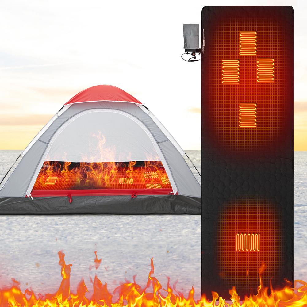 USB Rechargeable 3 Heat Levels Sleeping Bag Mattress Insulation Camping Heated Sleeping Mattress Fast Heating with Storage Bag