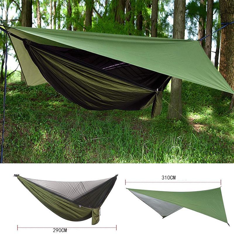 Waterproof Green Camping Hammock with Mosquito Net - Portable Single/Double Tent for Outdoor & Indoor Use