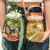 1300ML Grote Capaciteit Buiten Sport Waterfles Met Riem en Rietje Creatieve Leuke Sticker Draagbare Plastic Kinderbeker
