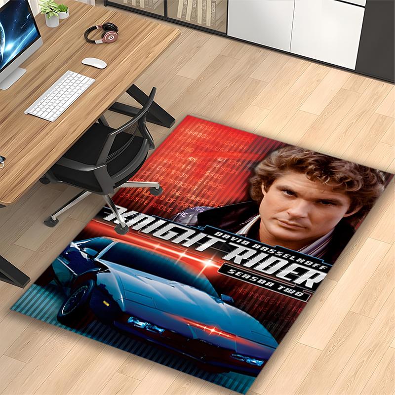 1pc Knight Rider Poster Rug, Digital Printed Home Chair Sofa Mat, Durable Office Area Carpet, Beautiful Festival Decorations
