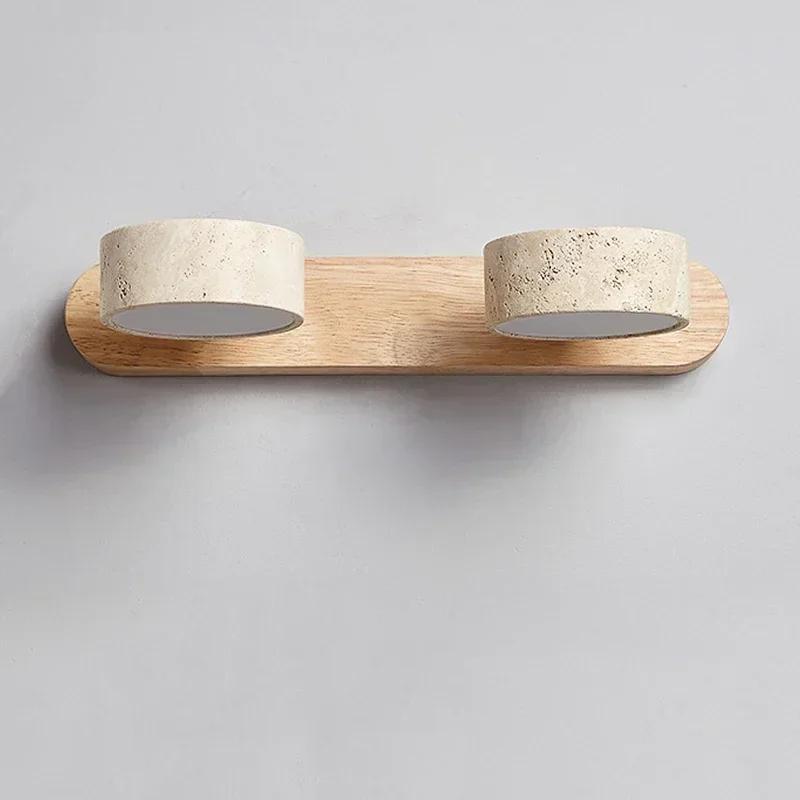 Travertine Wall Light, Wabi-Sabi Style Rotatable LED Lamp, Dimmable Lighting for Bathroom Mirror & Vanity Area