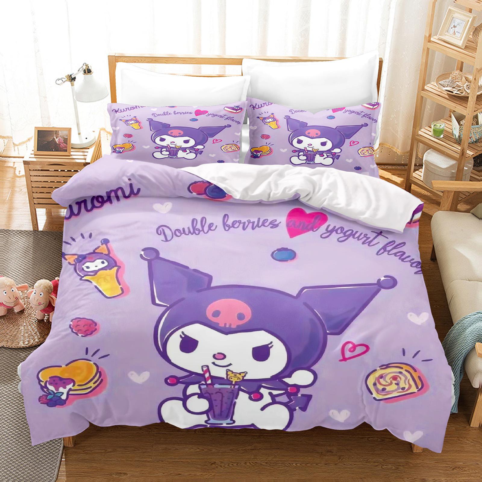 

Kuromi Duvet Cover Set Bedding Comforter Sets King Size 3D Children S Bedding Set Cute Printed Cartoon Quilt Cover EU King(240*220cm)3pcs