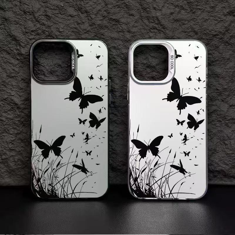 Silhouette Butterfly Case for Apple iPhone 12/13/14/15 Pro, iPhone 16 Pro Max, 17. Cross-Border.
