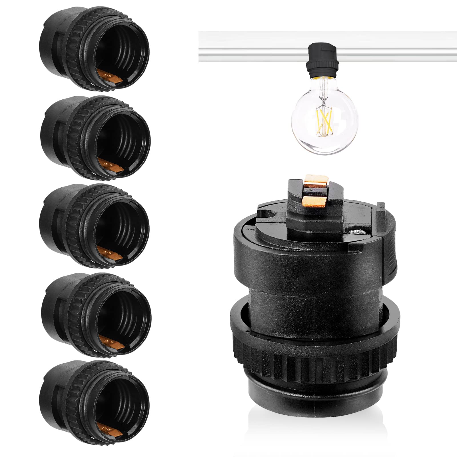 

Pispoer Duct Rail Socket, E26 Base, Lighting Rail to E26 Bulb Conversion Socket, No Installation Required, Easy Installation, Bulb Socket, LED