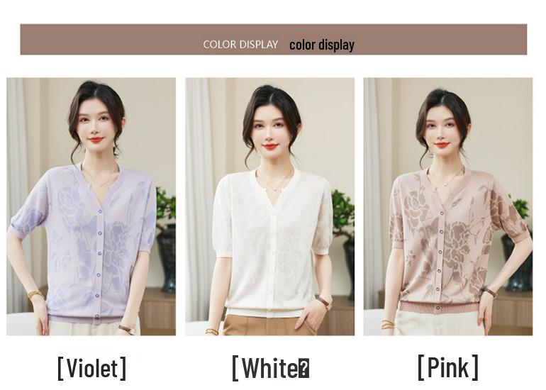 Mom's 2026 New Style Summer Knit Top - Short-Sleeved T-Shirt for Middle-Aged & Elderly Women