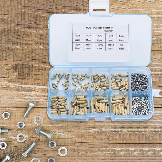 Buy 320Pcs M2 Spacers Corrosionresistant Round Brass Assorted Standoff Multiple Round Thread