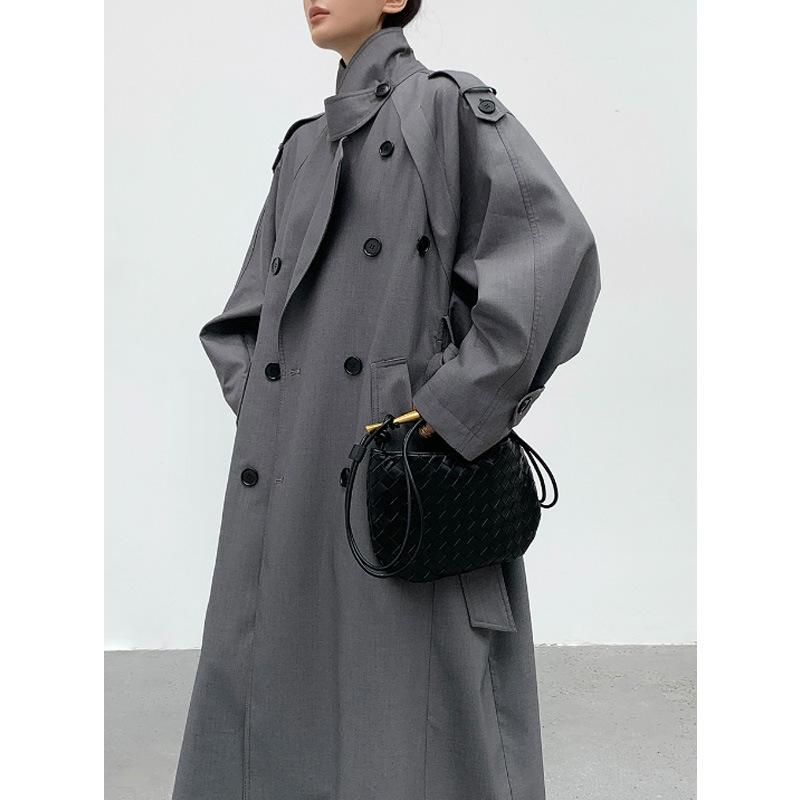 Parisian Dream Double-Breasted Trench Coat with Large Lapel - Women's 2025 Autumn Collection