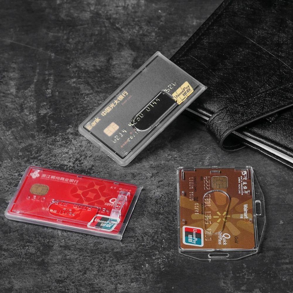 Transparent Work Card Holder Card Sleeve Plastic Protector Cover Transparent Card Holder  Outdoor